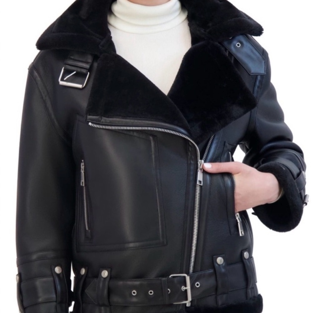Rebecca Minkoff Black faux Leather Jacket Size MEDIUM. oversized